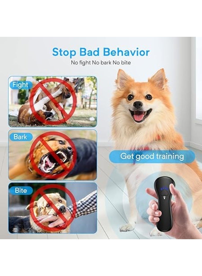 جهاز التحكم في نباح الكلاب اهوج قابل لاعادة الشحن بالموجات فوق الصوتية 2 في 1 تدريب الكلاب ومنع النباح نطاق 5 متر 16.4 قدم ترددين 25 و30 كيلو هرتز آمن بدون صدمات محمول داخلي وخارجي اسود - Image 4